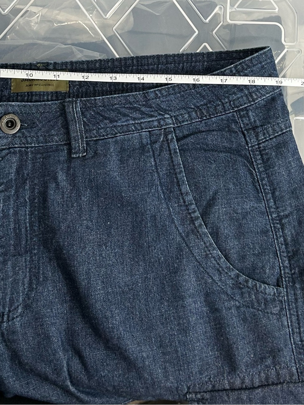Jack & Jones Cargo Denim Shorts Dark Blue Size XL - Picture 7 of 7
